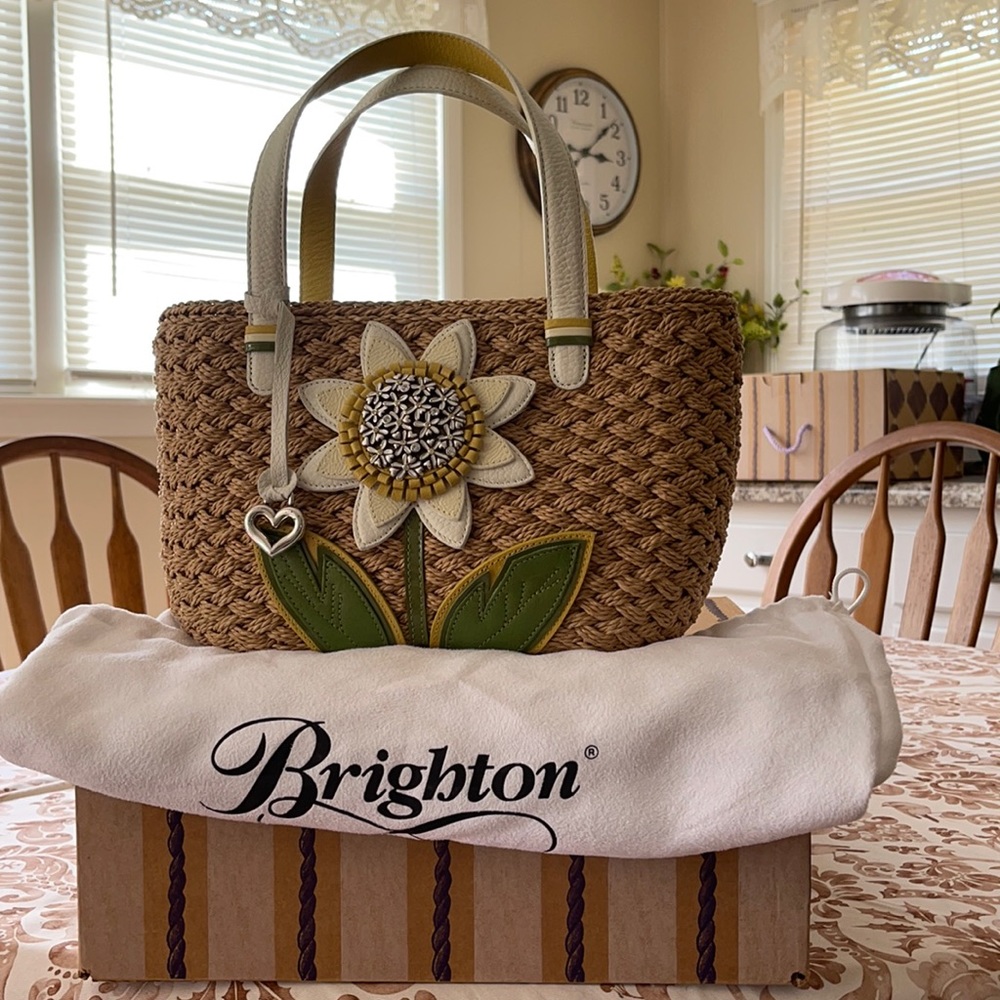 Brighton new in box tan Sunflower straw purse